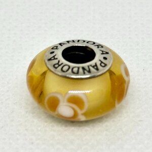 Pandora Sterling Silver Yellow Flower For You Murano Glass Charm